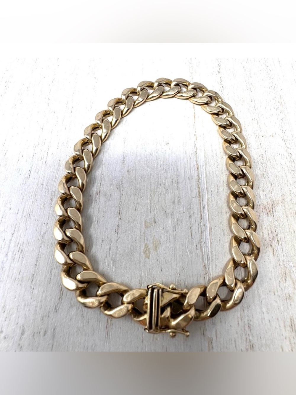 14K yellow gold Cuban link bracelet, unisex, 21.6G